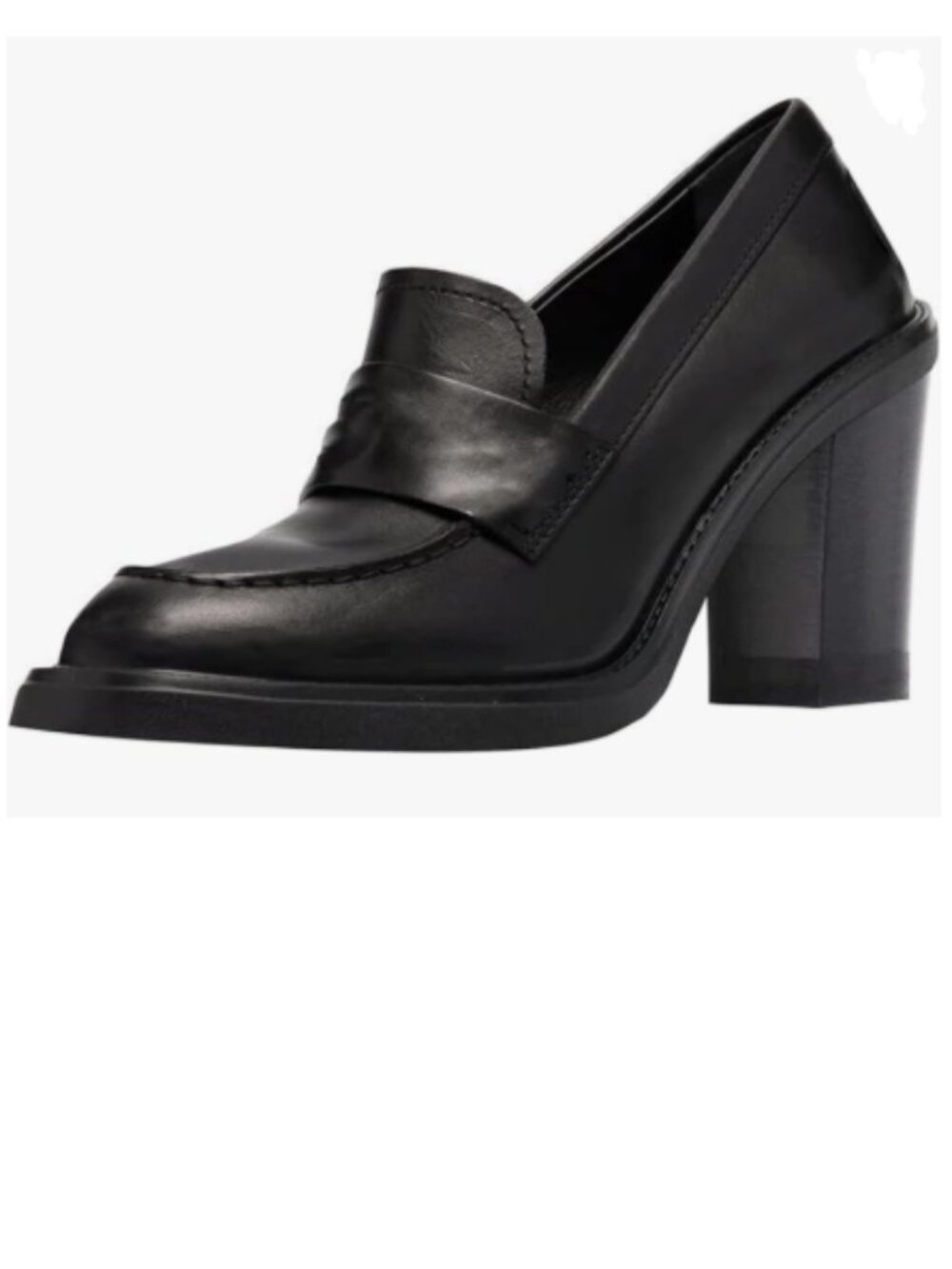 Ydn Black Chunky High Heels Round Toe Oxford Loafer Shoes Slip On Office Pump
